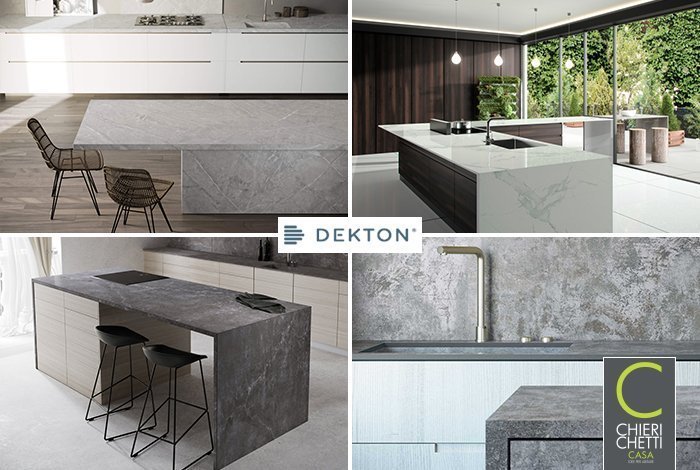 top cucina in dekton, alcuni esempi applicati e loro texture